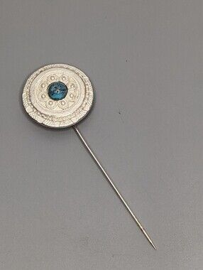 Mid Century Sterling Silver Turquoise Concho Stick Pin Southwestern Vintage